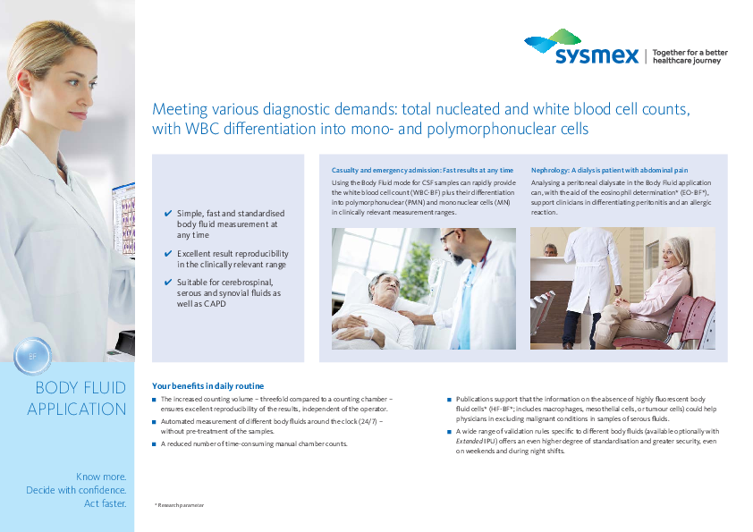 Body fluid analysis on XN- and XR-Series