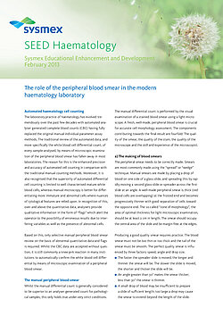 SEED Haematology  - The role of the peripheral blood smear in the modern haematology laboratory.